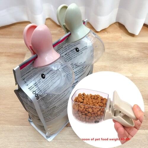 Pet Dog Cat Food Spoon Feeding Scoop Dog Food Scoop Duckbilled Puppy Spoon with Sealing Clip Measuring Cup for Dog Rice Sugar