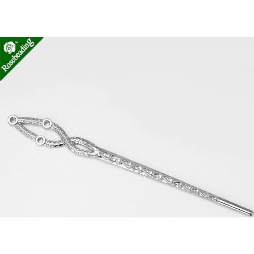 10 metal hair stick pins filigree stamping hole diy hair pin jewelry accessory 130*32mm-100662