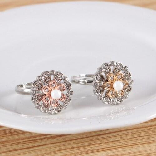 Fashion 2020 Rolling Flower Rings for Women Adjustable Flower Rings Crystal Jewelry