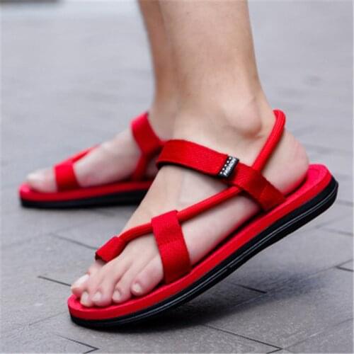 2021 New Summer Beach Shoes Men Casual Sandals Gladiator Roman Slippers Male Footwear Adult Slip-On Flat Flip Flops Dual-Purpose