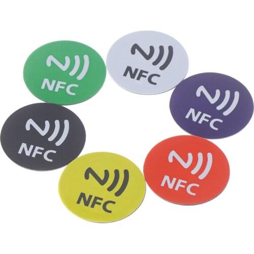 6pcs/lot NFC Tags Stickers Anti Metal Ntag213 Adhesive Label Metallic Sticker