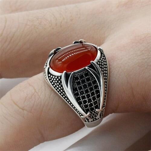 New Unique Retro Machete Ring Fashion Oval Black Zircon Ring Silver Wedding Anniversary Gift For Luxurious Men And Women Ring
