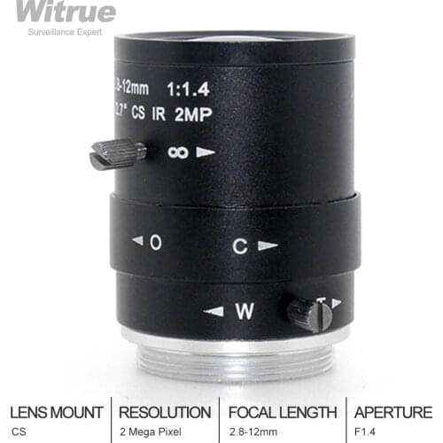 HD CCTV Lens 2 Megapixel 1080P 2.8-12mm Varifocal Lenses CS Mount F1.4 1/2.7 for IP Camera Surveillance Security Cameras