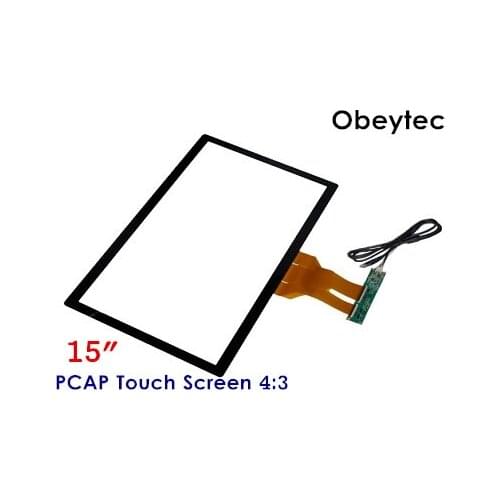 Obeytec 15" Capacitive Touch Panel, USB/ I2C Port, 10 Touches, P-CAP, 4:3, For LCD display monitor
