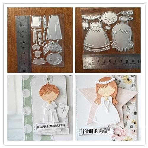 Hollow Rose Wreath Frame Praying Children Metal Cutting Dies for Scrapbooking New 2019 Craft Die Cut Card Making Embossing