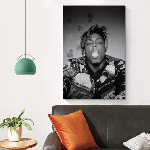 Poster Juice Wrld Black and White Poster Decorative Painting Canvas Wall Art Living Room Posters Bedroom Pictures Framework Artw