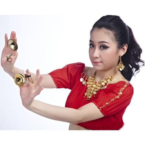 2 Pair(4 pieces) Professional Women Bellydance Accessories Jewelry Copper Finger Cymbals Belly Dance Zills