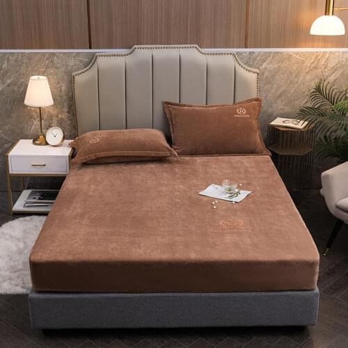 Bonenjoy Flannel Fitted Sheet King Size Warm Coral Fleece Bed Sheet for Winter Queen Size Soft Mattress Cover 180x200 Bed Sheets