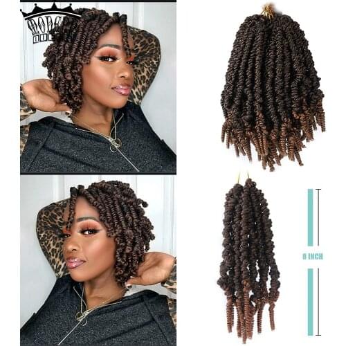 Fluffy Crochet Twist Hair Extensions Natural/8 Inches Short Pre-Twisted Spring Crochet Twist Braiding Hair 15 Packs/Brown/ Color