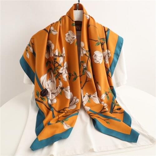 Luxury Hair Wrap Headscarf Women Print Shawl Neckerchief Female Popular Headband Foulard Twill Square Scarf For Hijab Bandana