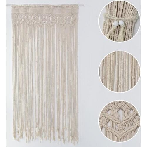 Hand-woven Tapestry Cotton Yarn Knitted Door Curtain Wedding Party Backdrop Decoration Background Door Curtain