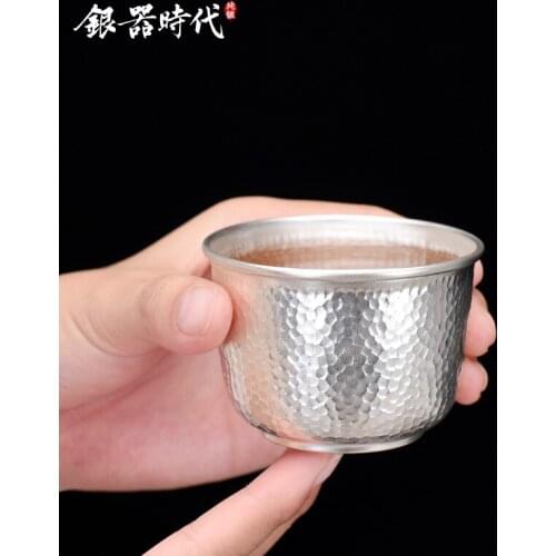 Silver age sample tea cup cup silver 999 hammer high-capacity process cup tea ceremony master kung fu tea cups