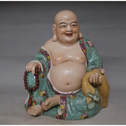 Antique old Handmade porcelain Statue, Pastels smile Buddha#26,Hand-painted crafts,best collection& adornment