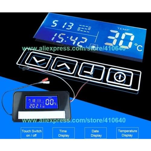 K3014A LED Mirror Switch Touch Switch with Time and Temperature Display System On Mirror for Bathroom Cabinet Cupboard Sideboard