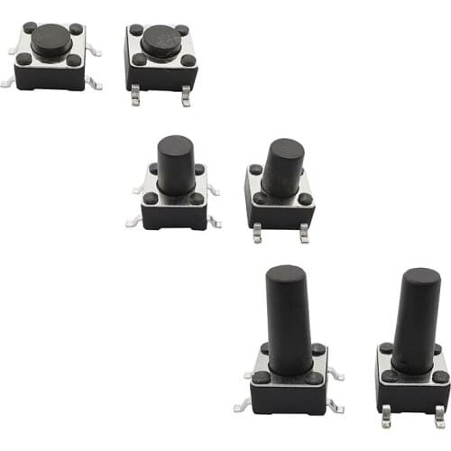 50PCS 6X6mm SMD 4PIN Tactile Push Button Self-reset Switch Mini Micro Tact Momentary Switch 6*6*4.3/4.5/5/5.5/6/7/8/9/10/12/13mm