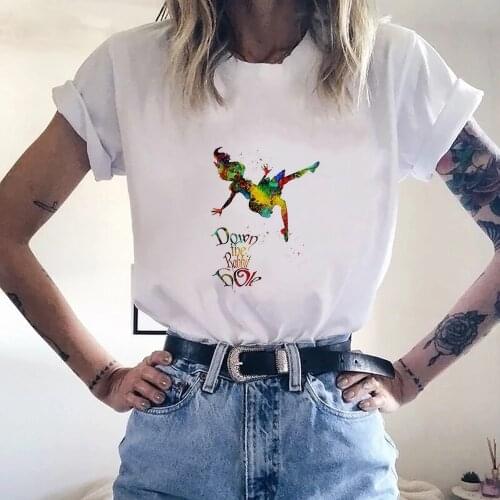 Fashion Women Tshirt Alice In Wonderland White T Shirt Top Down The Rabbit Hole Print Tshirt Female Summer Short Sleeve Clothing