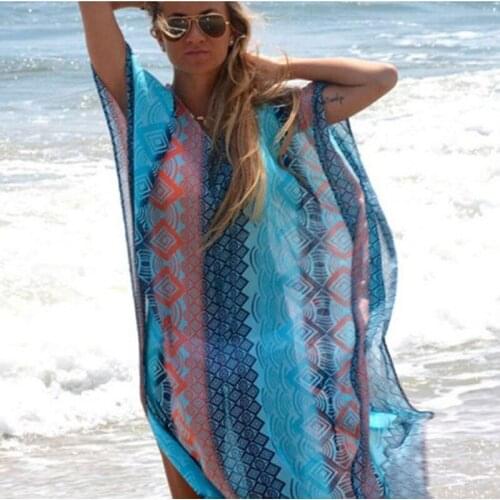 2021 Women V Neck Blouse Skirt Bathing Sexy Top Loose Cardigan Tunic Beach Chiffon Cover Up Skirt Beach Tunic Beach Wear C1785