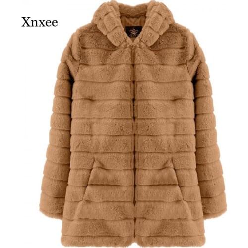 Fur Coats Winter Thick Warm Faux Fur Coat Women Plus Size Hooded Long Sleeve Faux Fur Jacket Luxury Fall Clothing Overcoat