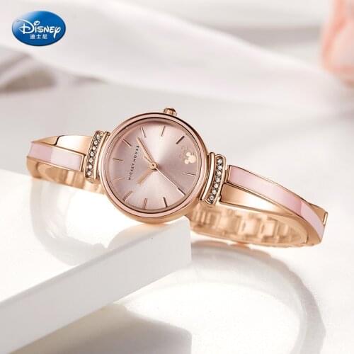 Disney Womens Wristwatch Mickey Mouse Bracelet Style Watch Bracelet Style Diamond Set Fashion Womens Watch Ladies Watch 3Bar