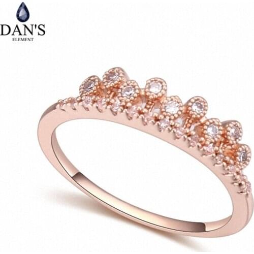 DANS Real Austrian Crystals Brand AAA Zirconia Micro Inlays Fashion Ring for women New Geometric 121149rose