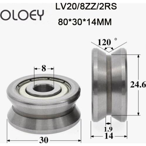 1/2pcs Excellent LV20/8ZZ RS LV20/8 LV20 V Groove Track Roller Bearing 8x30x14mm High Quality