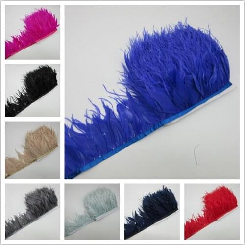 1 Yard/lot 10-15CM Ostrich Feather Trims Natural Black White Turkey Feather For Crafts Ribbon Fringe Skirt Wedding Decoration