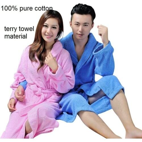 2015Winter hotsell pure cotton towel material bathrobes robe Unisex long-sleeve bathrobe thicken plus size home casual sleepwear
