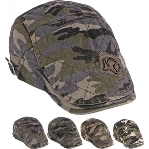 2021 Spring Autumn Camouflage Berets Hats Men Women Herringbone Caps Washed Cotton Newsboy Cap Cabbie Ivy Flat Hat Adjustable