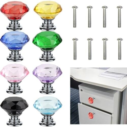 30mm Colorful Crystal Cabinet Dresser Knob Diamond Drawer Pull Handles Door Knobs Furniture Kitchen Handle Pulls Door Knob