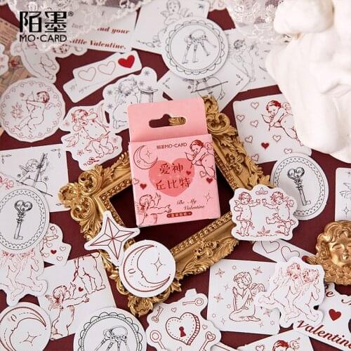 46 pcs/lot Cupid Paper Small Diary Mini Japanese Kawaii box Stickers set Scrapbooking Cute Flakes Journal Stationery