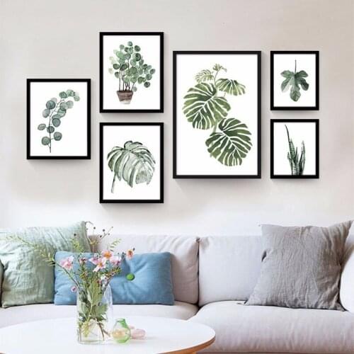 Watercolor Plant Leaves Canvas Painting Poster Nordic Green Tropical Leaf Posters and Prints Wall Pictures for Home Decoration