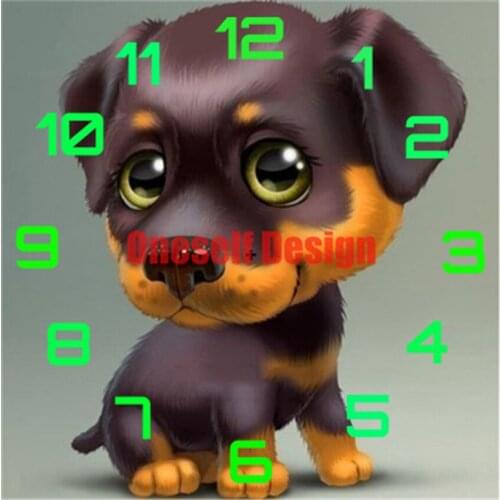 Diamond mosaic sale with clock dog diamond embroidery sale diamond painting dog clock diy frame decoration home diamond mosaic