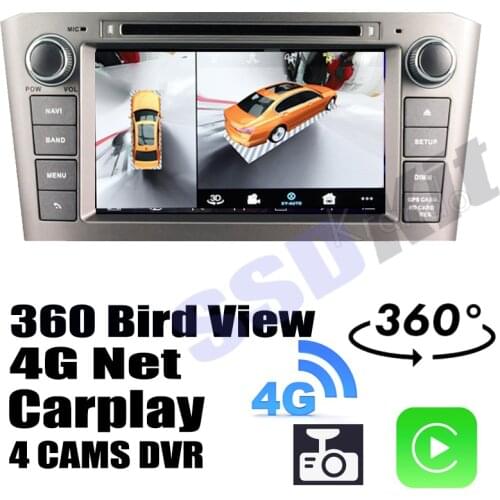Car Audio Navigation GPS Carplay DVR 360 Birdview Around 4G Android System For TOYOTA Avensis T250 2003~2009