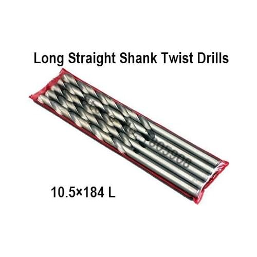 Free Shipping New Brand New 5Pcs 10.5mm Extra Long 184mm HSS Twist Drill Straigth Shank Auger Drilling Bit ,Drill bits for metal