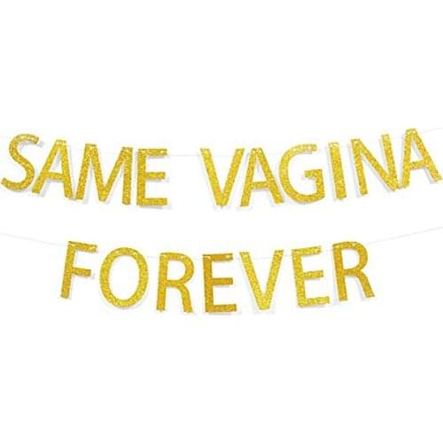 Bachelor Party Glitter Powder SAME VAGINA FOREVER Golden Letter Hang Tag Car Sticker