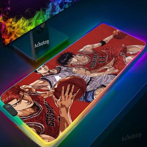 RGB Large Mouse Pad Slam Dunk Big XXL Mouse Mat Anime Anti-Slip Mouse Carpet Esport Computer Mouse pad Led Backlight MausePad