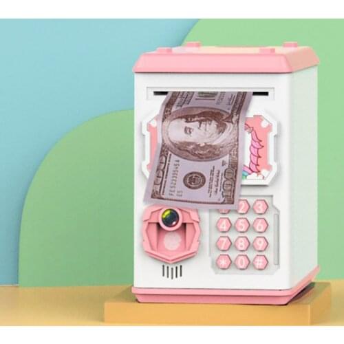 Face Rognition Fingerprint Password Lock Paper Money Coins Saving Box Automatic Piggy Bank ATM Password Money Box Kids Toys