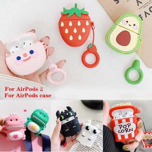For AirPods Case Cute Peach avocado Cartoon with Loop cover cartoon Wireless Earphone Case For Air pods2 silicon headphone cover