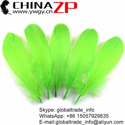 CHINAZP Factory 200 pcs/lot High Quality Real Natural Dyed Lime Green Soft Goose Nageoires Plumage Feathers for Sale