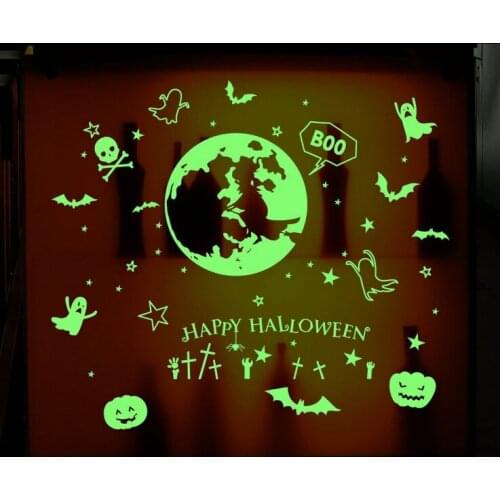 Mylb Home Furnishing decorative Luminous wall sticker light-emitting Halloween Witch wallpaper children room ceiling decor