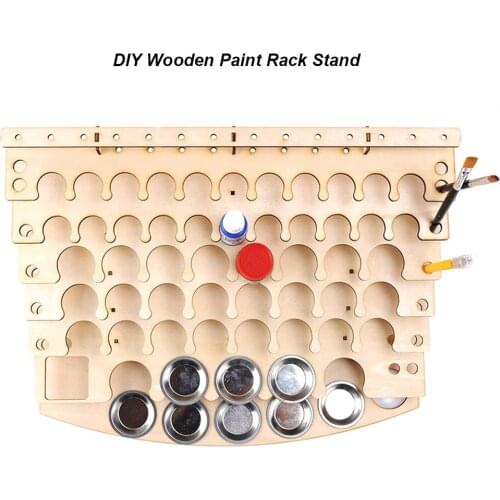 DIY Wooden Paint Rack Stand Painting Ink Bottle Storage Holder Organizer Pigment Shelf Paintings Bracket Brushes Tool Stand