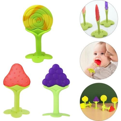 Baby Teether Pacifier Fruit Chewing Baby Silicone Teething Oral Sensory Chew Teether Dental Care Teething