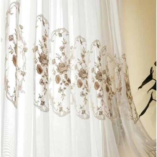 European Style Curtain Translucent Curtain Finished Custom Curtains for Living Dining Room Bedroom
