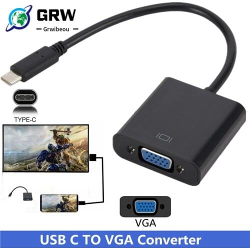 Type C to Female VGA Adapter Cable USBC USB 3.1 to VGA Adapter for Macbook 12 inch Chromebook Pixel Lumia 950XL Hot Sales