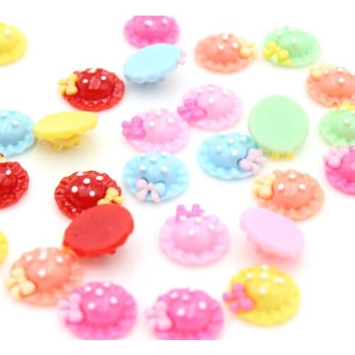 300pcs Bow Hat Cabochons, Kawaii Resin Hat Decodens Flatback Kawaii Resin flat back 18mm Embellishments Crafts