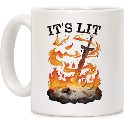 Its Lit Bonfire White 11 Ounce Ceramic Coffee Mug