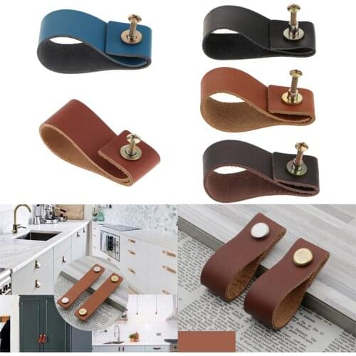 Handmade Leather Luggage Suitcase Handle Cupboard Door Pull with Accessories Replacement Furniture Handle Drawer Dresser Handle