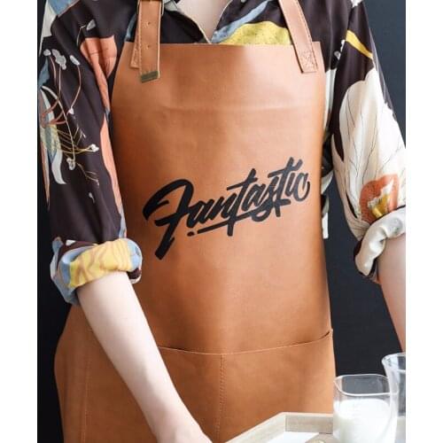 European and American Style Leather Waterproof and Grease-Proof Apron for Household Kitchen Neck Sleeveless Apron