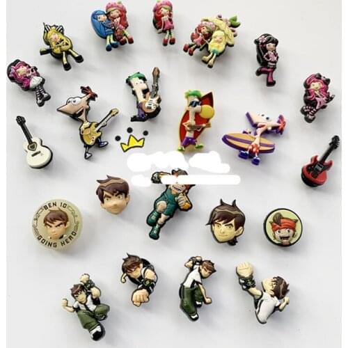 Geniune Cute Shoe Charms Accessories Cartoon Girls Guitar Boys Figures Shoes Buckle Decorations for Sandals Charms Kids Gift