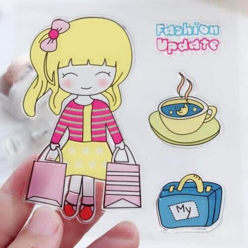 Fashion Update Fashionable Girl Transparent Clear Silicone Stamps for DIY Scrapbooking/Card Making/Kids Crafts Fun Decoration